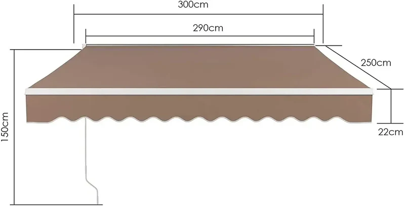Uitschuifbare Zonwering – Schaduwdoek – Terrasdoek – Balkonzonwering – Zonnescherm – Aluminium Frame – Water- En UV-Bestendig - 3 x 2.5M