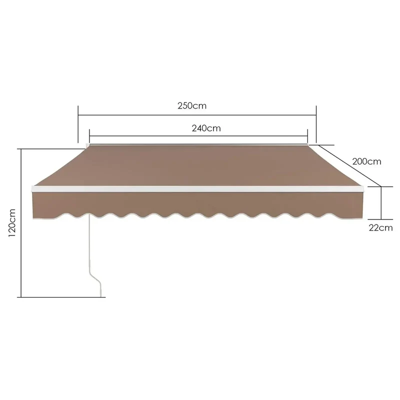 Uitschuifbare Zonwering – Schaduwdoek – Terrasdoek – Balkonzonwering – Zonnescherm – Aluminium Frame – Water- En UV-Bestendig - 2.5 x 2M