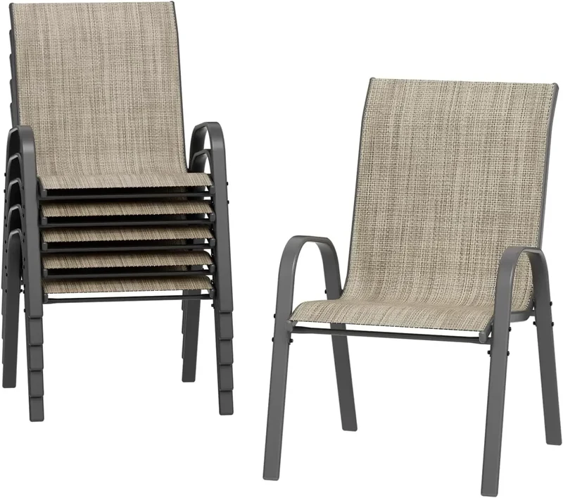 Tuinstoelen – Buitensstoelen –Terrasstoelen - Stapelbare Stoelen – Ademend Teslin-Textiel – Weerbestendig Metalen Frame