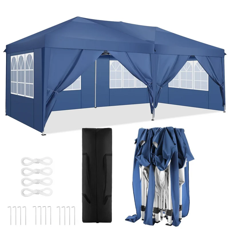 3x6 Meter Vouwtent – Partytent – Marktkraam – Overkapping – Tuintent – Roestbestendig Stalen Frame – Waterdichte 210D Oxford Stof - Blauw