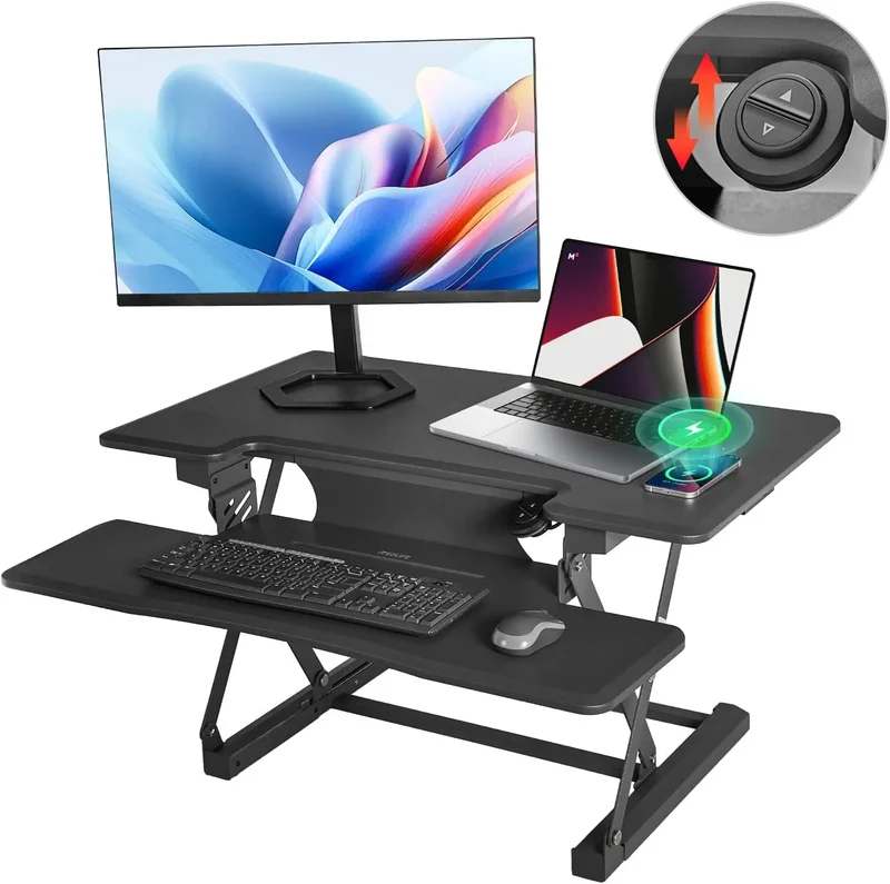 Zit-Sta Bureauverhoger – Zit-Sta Converter – Verstelbaar Bureau – Ergonomisch Bureau – Motorisch Verstelbaar – 36 Inch Werkblad – Maximaal 136 Kg Draagkracht