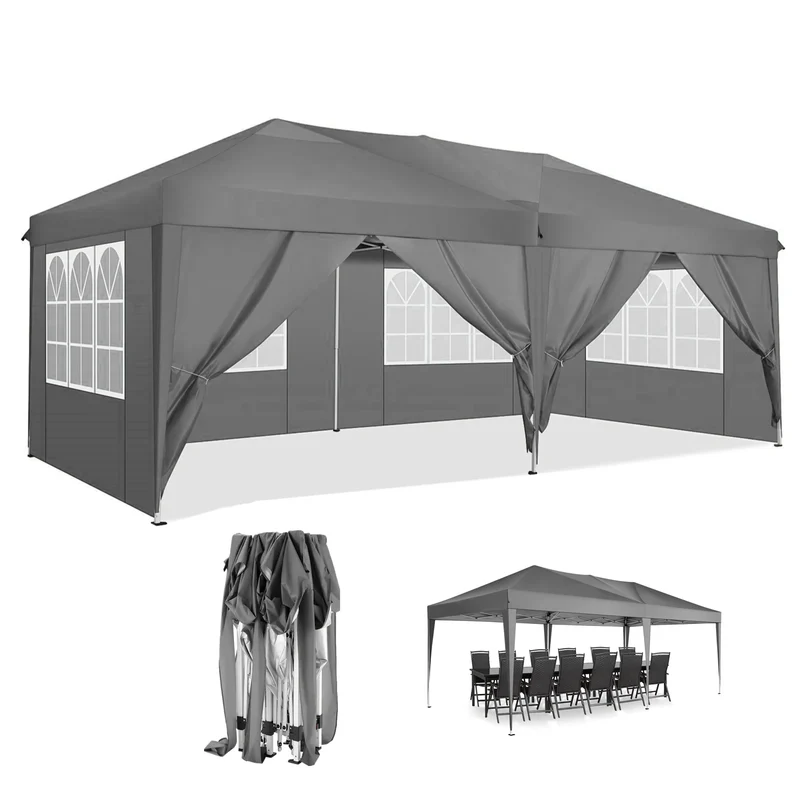 3x6 Meter Vouwtent – Partytent – Marktkraam – Overkapping – Tuintent – Roestbestendig Stalen Frame – Waterdichte 210D Oxford Stof - Grijs