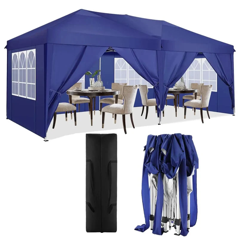 3x6 Meter Vouwtent – Partytent – Marktkraam – Overkapping – Tuintent – Roestbestendig Stalen Frame – Waterdichte 210D Oxford Stof - Marineblauw
