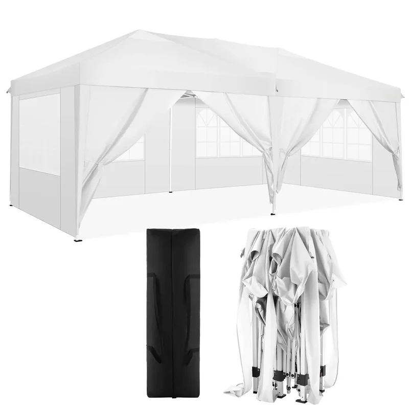 3x6 Meter Vouwtent – Partytent – Marktkraam – Overkapping – Tuintent – Roestbestendig Stalen Frame – Waterdichte 210D Oxford Stof - White