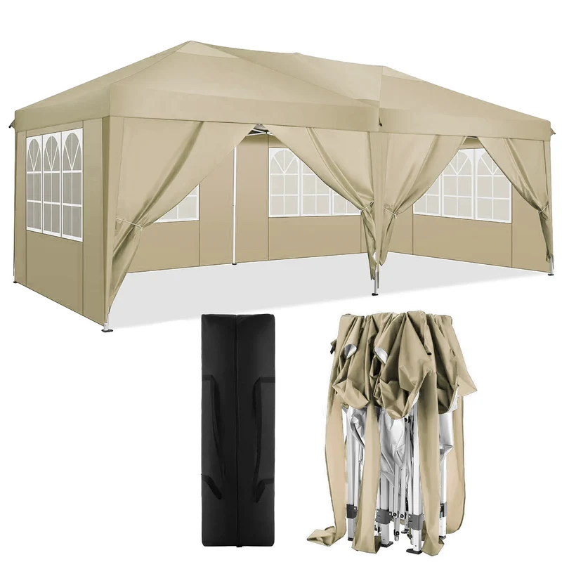 3x6 Meter Vouwtent – Partytent – Marktkraam – Overkapping – Tuintent – Roestbestendig Stalen Frame – Waterdichte 210D Oxford Stof - Khaki
