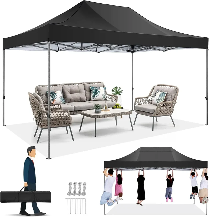 Partytent – Tuinpaviljoen – Overkapping – Tent – Waterdicht – 3 X 4,5 Meter – UV-Bescherming 50+ - Zwart