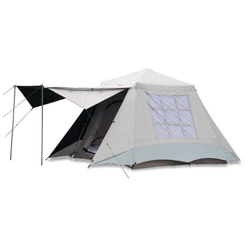 Dubbelwandige Tent – Kampeertent – Outdoor Tent – Wandel Tent – Strand Tent – Waterdicht Met Oxford Stof – Ruimte Voor 3-4 Personen - Grijs
