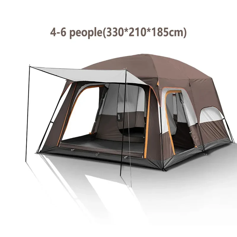 Tent – Kampeertent – Familie Tent – Groepstent – Waterdicht Polyester – Aluminium Frame – 4-6 Personen - 330x210x185cm - Rustiekbruin