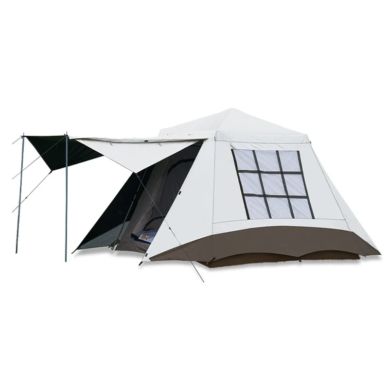 Dubbelwandige Tent – Kampeertent – Outdoor Tent – Wandel Tent – Strand Tent – Waterdicht Met Oxford Stof – Ruimte Voor 3-4 Personen - Beige Wit
