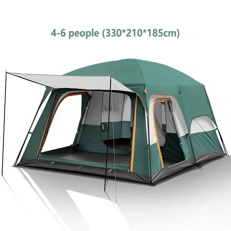 Tent – Kampeertent – Familie Tent – Groepstent – Waterdicht Polyester – Aluminium Frame – 4-6 Personen - 330x210x185cm - Groen
