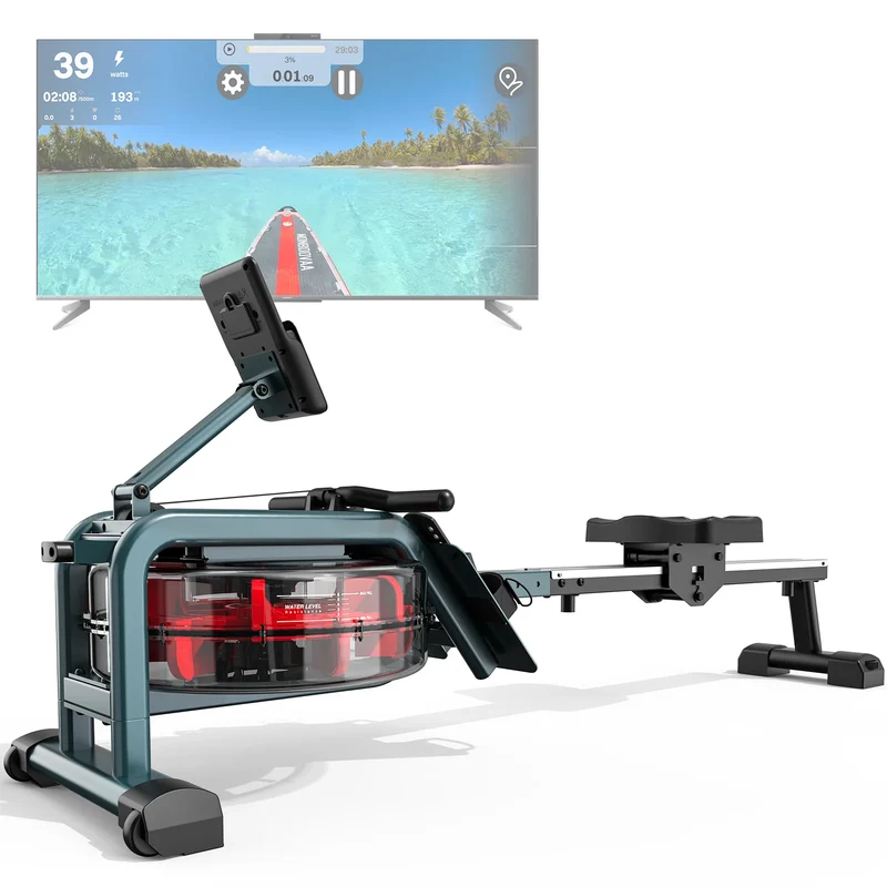 Waterroeimachine – Roeitrainer – Fitnessapparaat – Thuis Trainer – Water Weerstand – Bluetooth Connectiviteit - Blauw