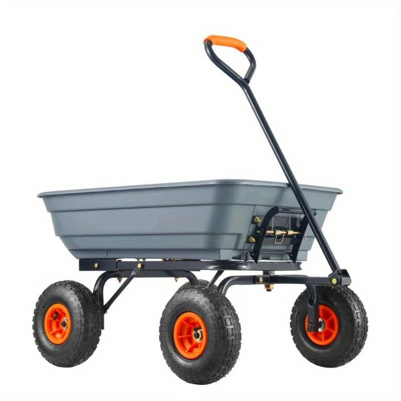 Tuinkar – Tuinwagen – Tuinkar Met Wielen – Tuinkar Voor Tuinwerk – 270 Kg Draagkracht – Verstelbare Trekstang