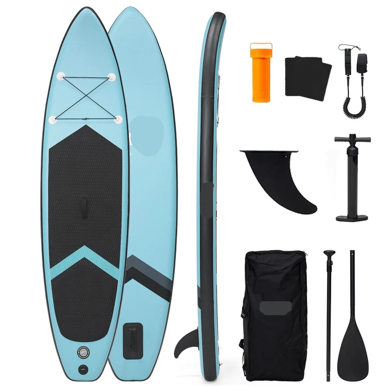 Opblaasbare SUP Board – Stand-Up Paddle Board – Peddelboard – Inflatable Board – Mintgroen Design – 285 Cm Lang – Draagkracht 150 Kg