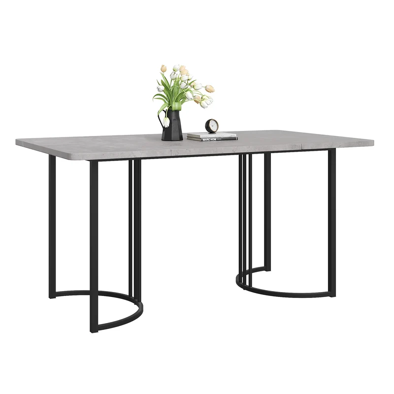 Eettafel – Tafel – Werktafel – Hobbytafel – Rechthoekige Tafel – Marmerpatroon – Verstelbare Poot - Grijs