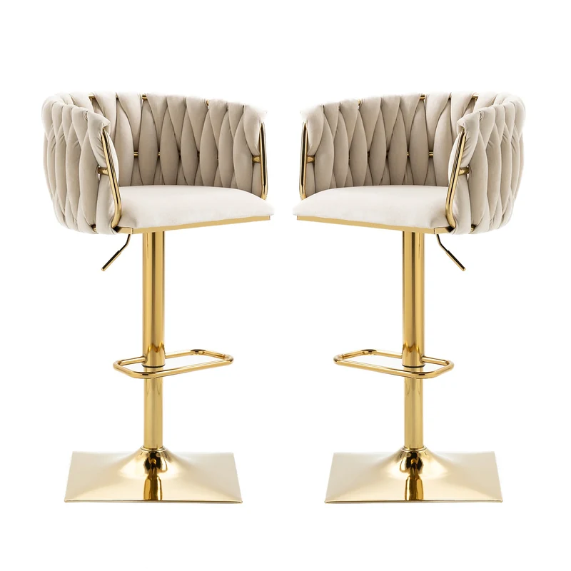 Barstoel – Barkruk – Keukenstoel – Caféstoel – Verstelbaar Van 63 Tot 87 Cm – 360° Draaibaar - Beige