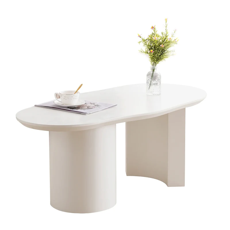 Salontafel – Design Salontafel – Moderne Tafel – Compacte Salontafel – MDF Materiaal – Onregelmatig Tafelblad - 100cm - Wit