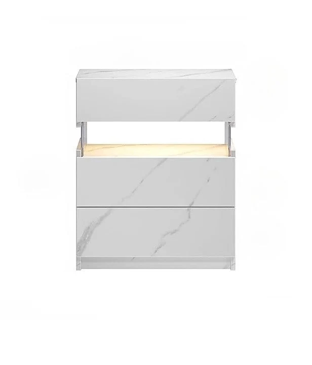 Nachtkastje met LED - Kast - Tafel - Slaapkamerdecoratie - Opbergruimte - 60 cm x 37 cm x 50 cm - Wit