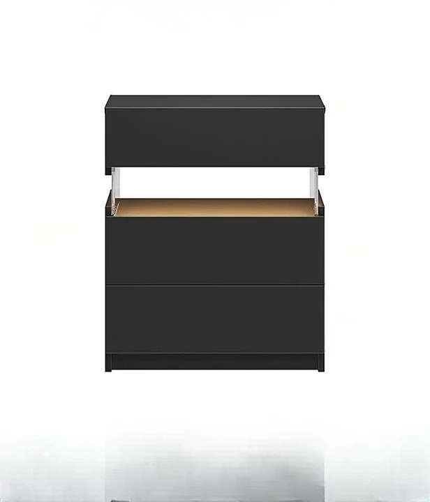 Nachtkastje met LED - Kast - Tafel - Slaapkamerdecoratie - Opbergruimte - 60 cm x 37 cm x 50 cm - Zwart