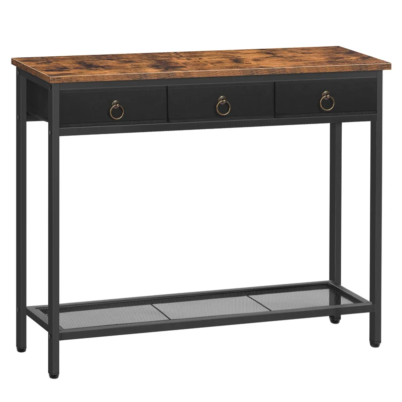 Bijzettafel - Woonkamer - Smalle Consoletafel - Haltafel - Kleine Tafel - 100 cm x 25 cm x 80 cm - Rustiek Bruin