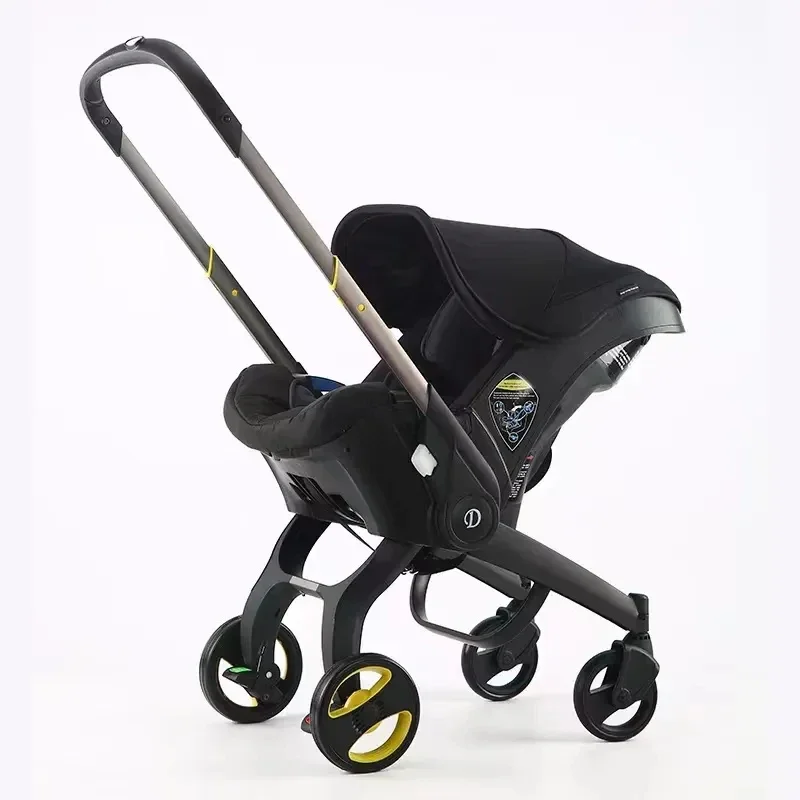 Kinderwagen - Babywagen - Wandelwagen - 4-in-1 - Opvouwbaar - Lichtgewicht Reisbuggy - Verstelbare Zitting - en Zonnescherm - Kinderen tot 20 kg - Zwart