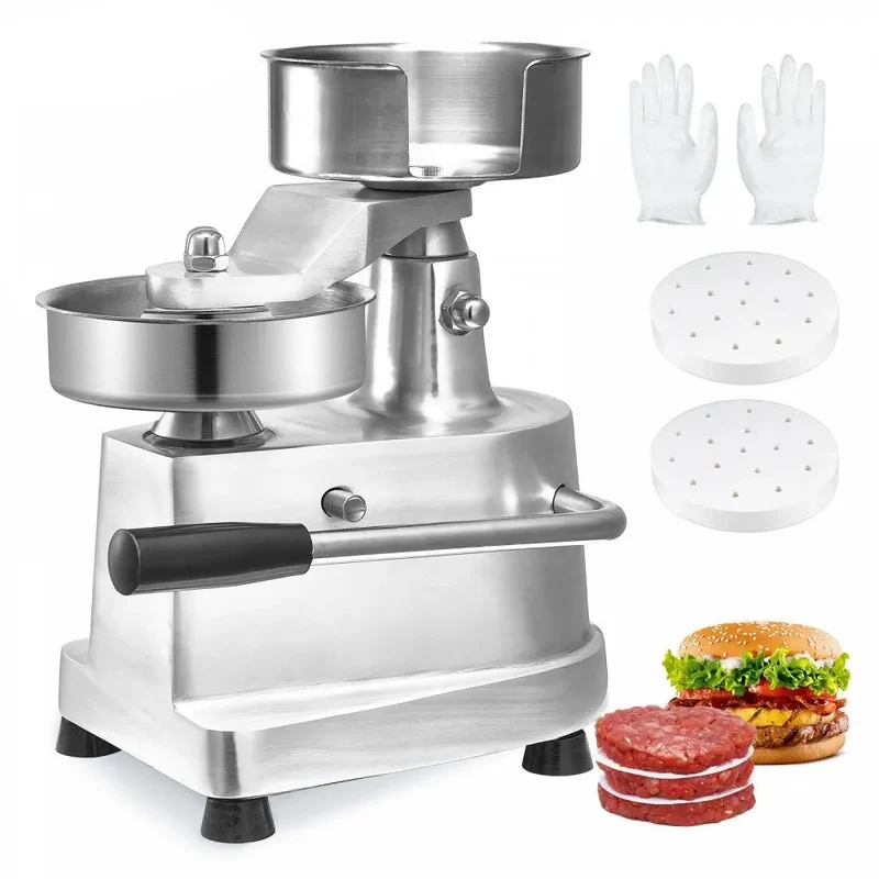 Professionele Hamburgerpers - Commerciële Hamburger Pers - Hamburger Maker - Manual Ronde Vlees - Keuken Machine - RVS - 4 Inch