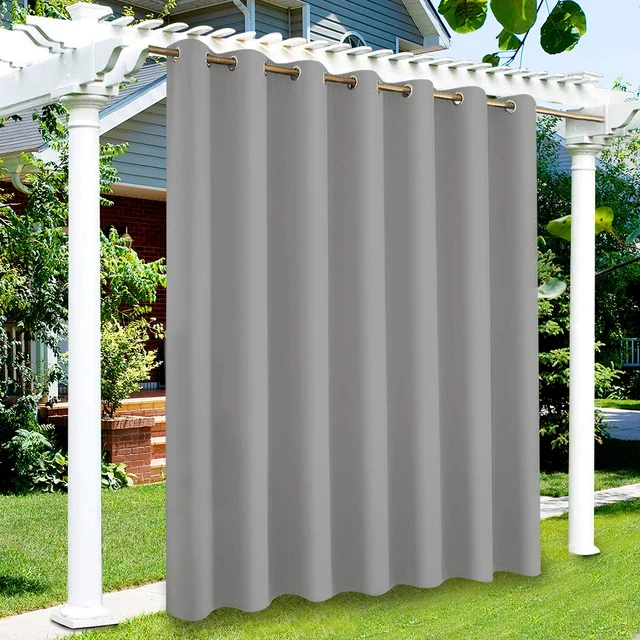 Waterdichte Outdoor Gordijnen - Buitengordijnen Waterdicht - Buiten Gordijnen Overkapping - Buiten Gordijnen - Gordijnen Tuin - Voor Patio, Veranda en Pergola – UV-Beschermend en Zonlicht Verduisterend - Grijs - 137x213cm - 2 stuks