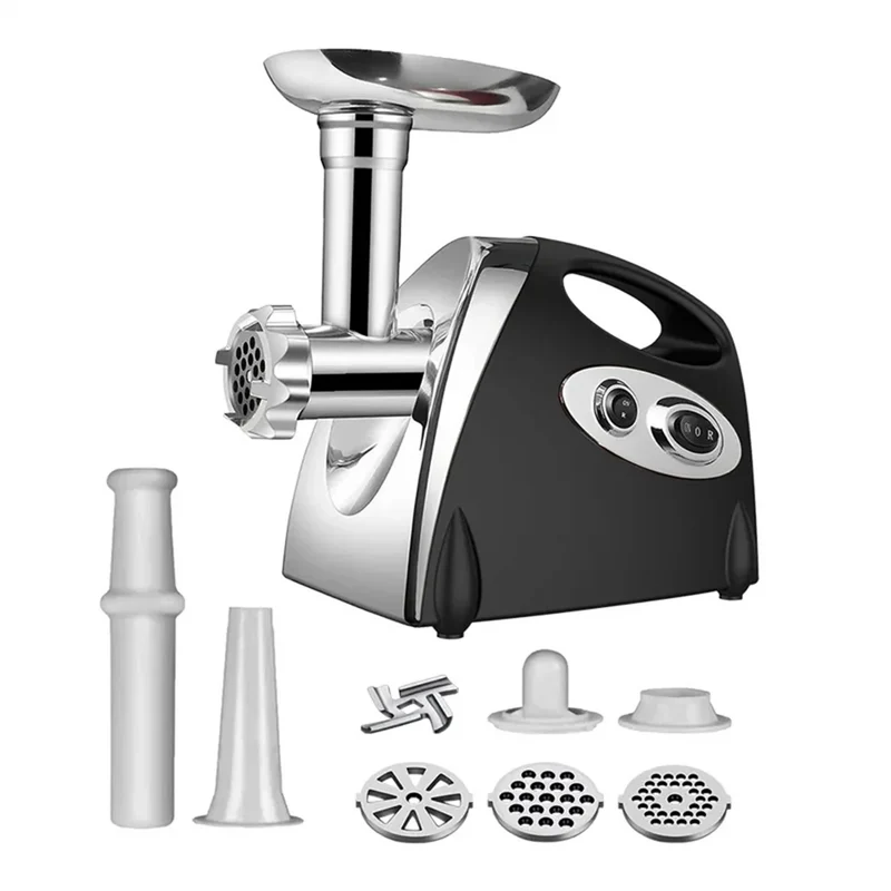 Elektrische Vleesmolen - Worstmolen - Meat Grinder - Krachtige Motor - Alle Soorten Vlees - Inclusief Accessoires - 28 x 18.5 x 33 cm - 2800W - Zwart
