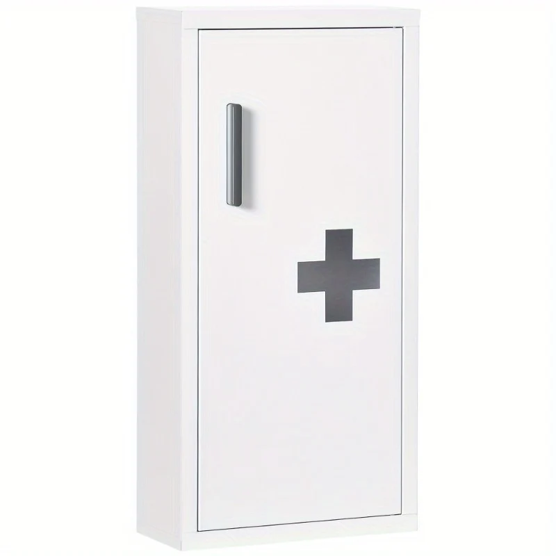 Medicijnkast – Medicijnkastje – Eerste Hulp Kast – Medicijn Opberger – Badkamerkast – Magnetische Sluiting – Metaal – 40x15x53,5 cm – Wandmontage – Compact
