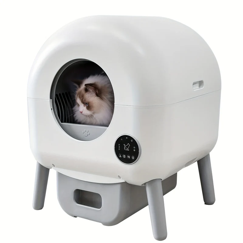Automatische Kattenbak – Zelfreinigende Kattenbak – Elektrische Kattenbak – Kattenbak voor Meerdere Katten – Grote Kattenbak – XXL Formaat – Gesloten Deksel met Anti-Knel Veiligheid – Afstandsbediening