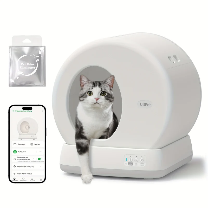 Automatische Kattenbak – Zelfreinigende Kattenbak – Slimme Kattenbak – Geurloze Kattenbak – App-Bediening – Lage Instap 14,7 cm – Geurverdrijver Met 10 Sensoren – Witte Variant