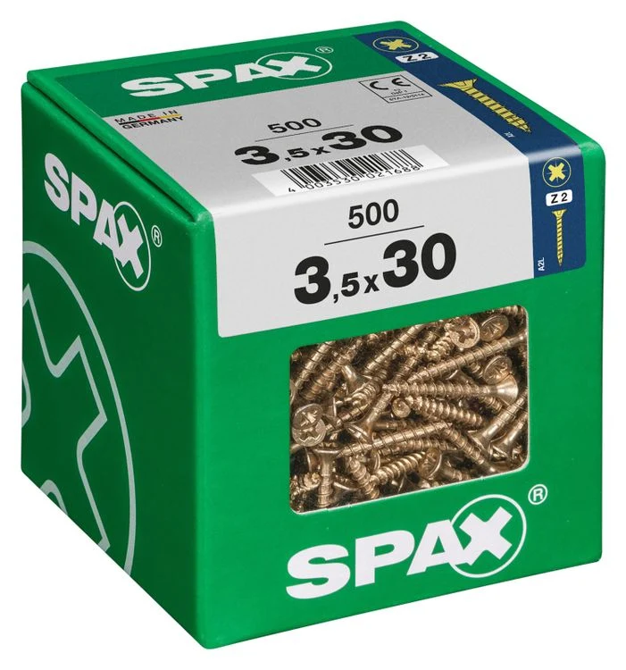 Spax schroef pozidrive verzinkt 3,5x30mm 500st