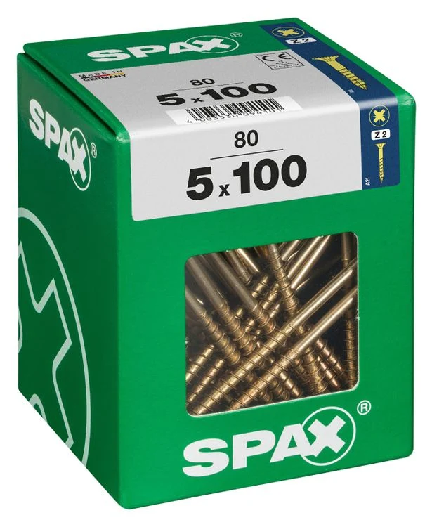 Spax schroef pozidrive verzinkt 5x100mm 80st