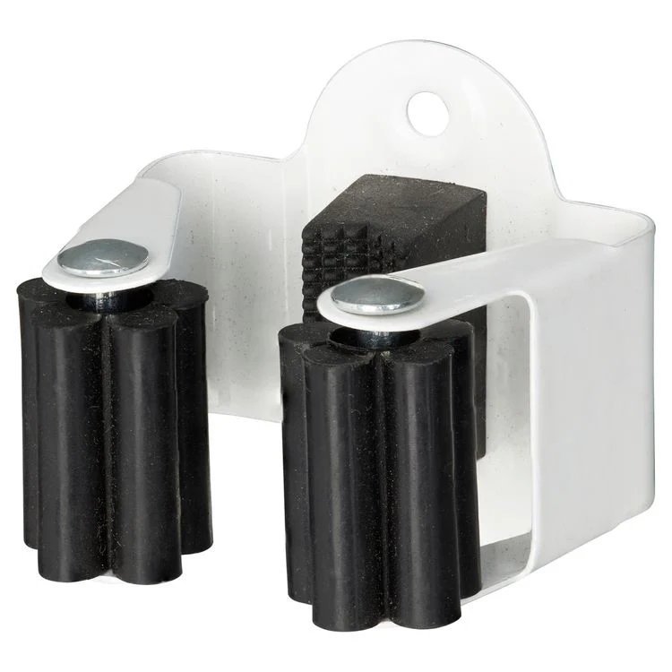 Duraline bezemhouderklem m rubber, staal wit 5x5x4,4cm