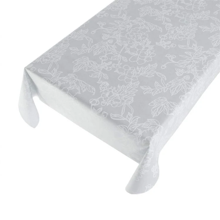 Tafelzeil bloemen ice blauw 140cm per meter