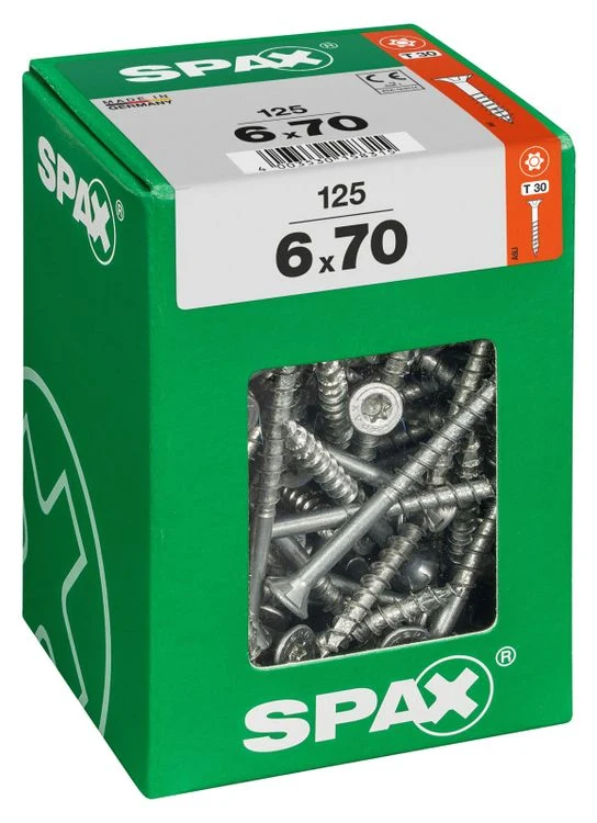Spax schroef T-star plus verzonken kop 6x70mm 125st