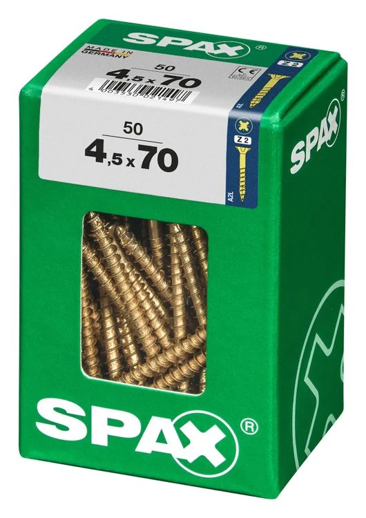 Spax schroef pozidrive verzinkt 4,5x70mm 50st