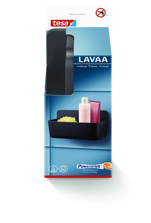 Tesa Lavaa douchemand M rechthoek kunststof zwart