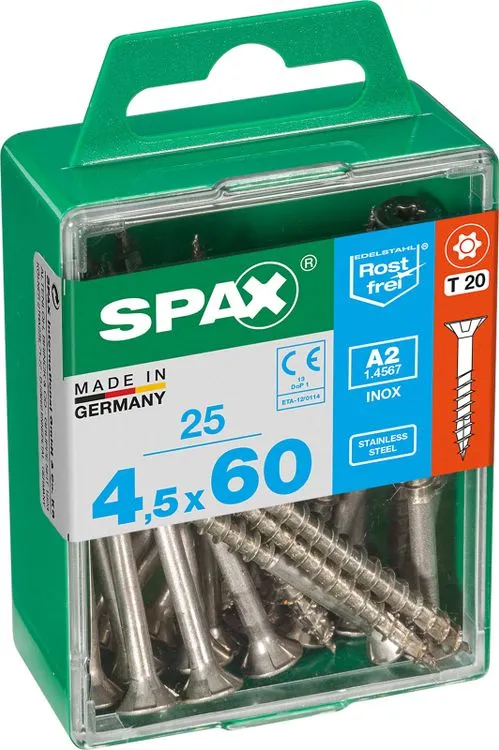 Spax A2 schroef T-star plus verzonken kop 4,5x60mm 25st