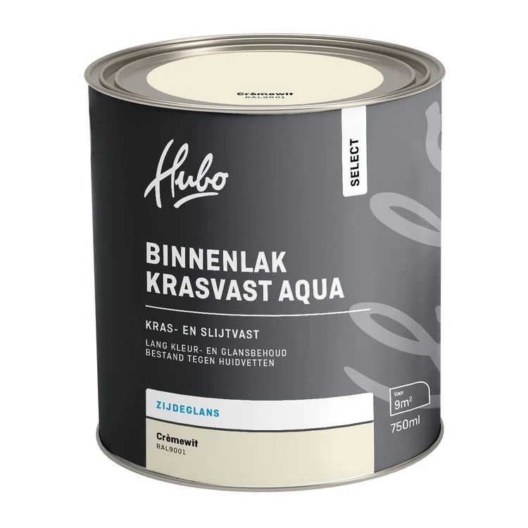 Hubo Select binnenlak zijdeglans RAL9001 creme wit 750ml