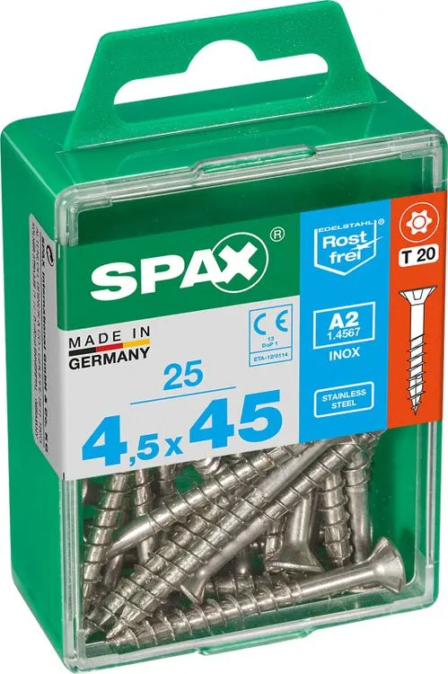 Spax A2 schroef T-star plus verzonken kop 4,5x45mm 25st
