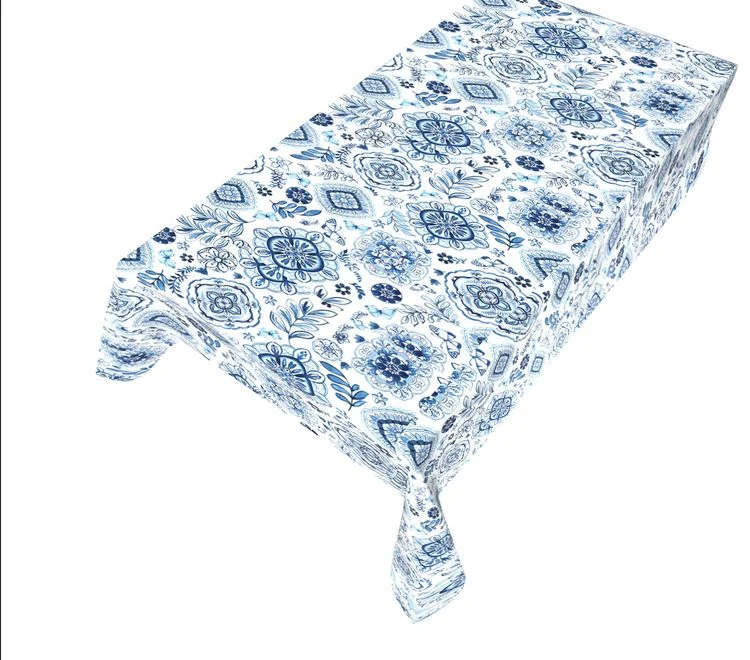 Tafelzeil Victoria bloemen delftsblauw 140cm per meter