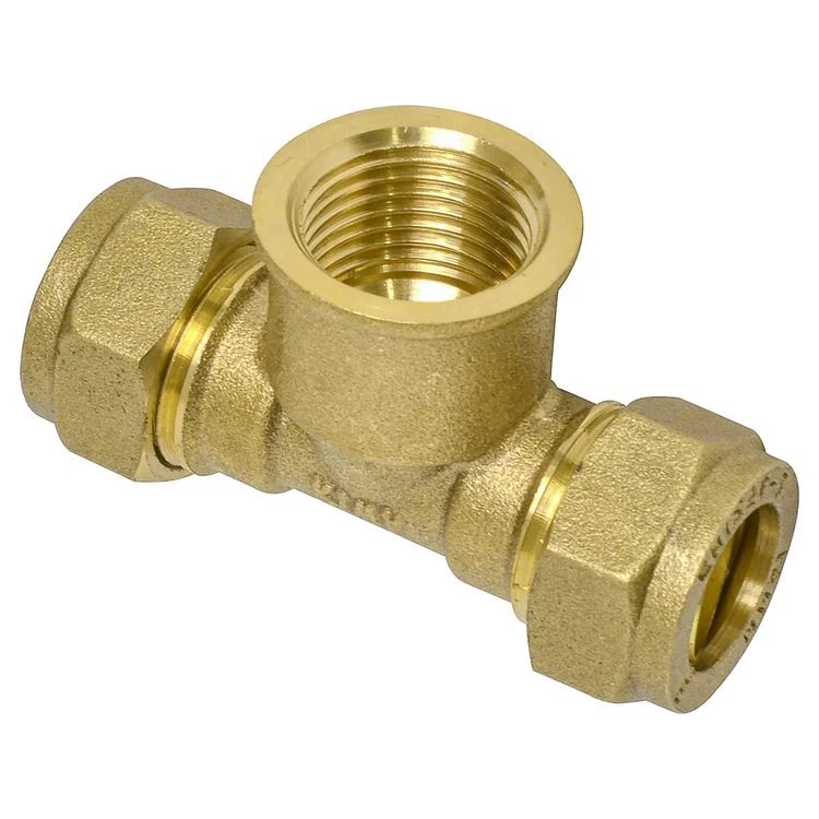 Sanivesk knelkoppeling T-stuk metaal 15mmx1/2"Fx15mm