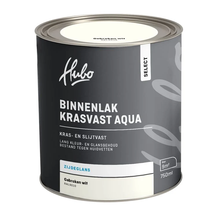 Hubo Select binnenlak zijdeglans RAL9010 gebroken wit 750ml