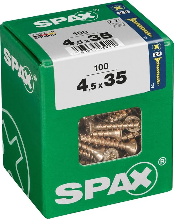 Spax schroef pozidrive verzinkt 4,5x35mm 100st
