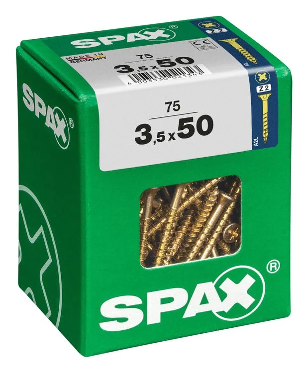 Spax schroef pozidrive verzinkt 3,5x50mm 75st