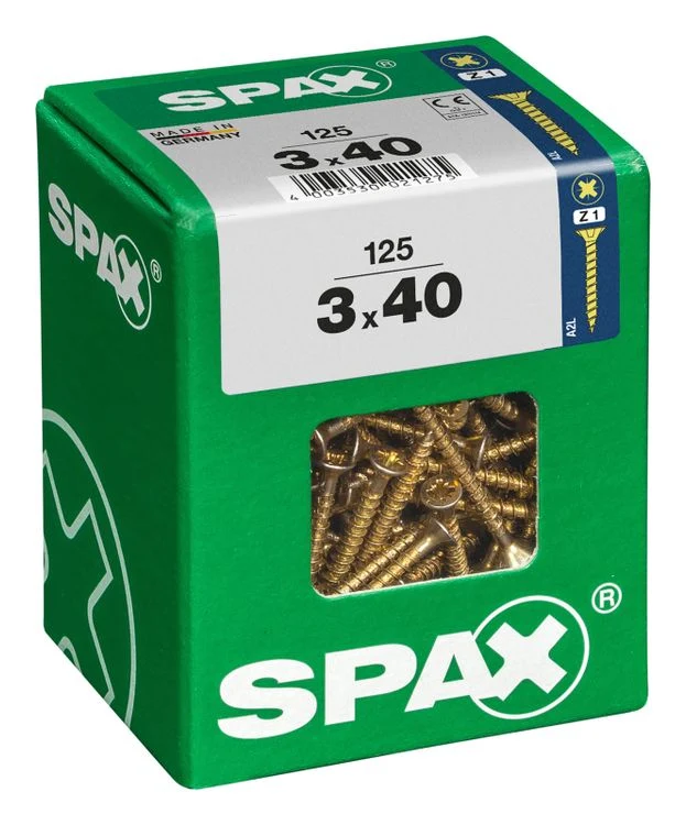 Spax schroef pozidrive verzinkt 3x40mm 125st