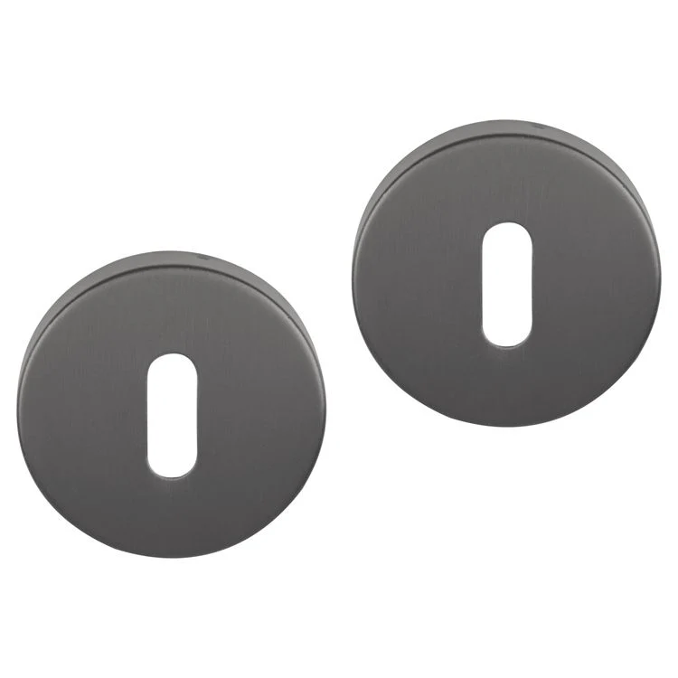Differnz rozet met sleutelgat gun metal rond RVS 2st