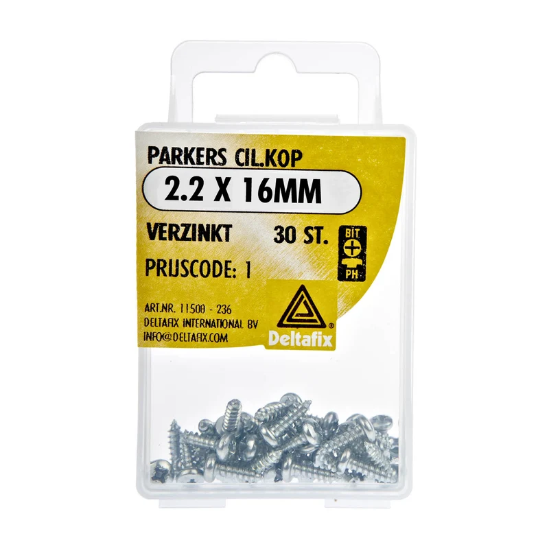 Deltafix plaatschroef philips cilinderkop verzinkt 2,2x16mm 30st