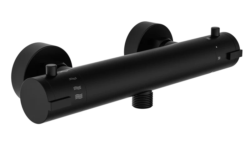 Schutte London thermostaatkraan douche mat zwart 15cm