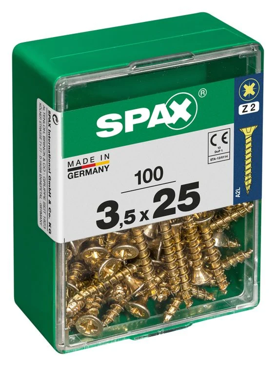 Spax schroef pozidrive verzinkt 3,5x25mm 100st